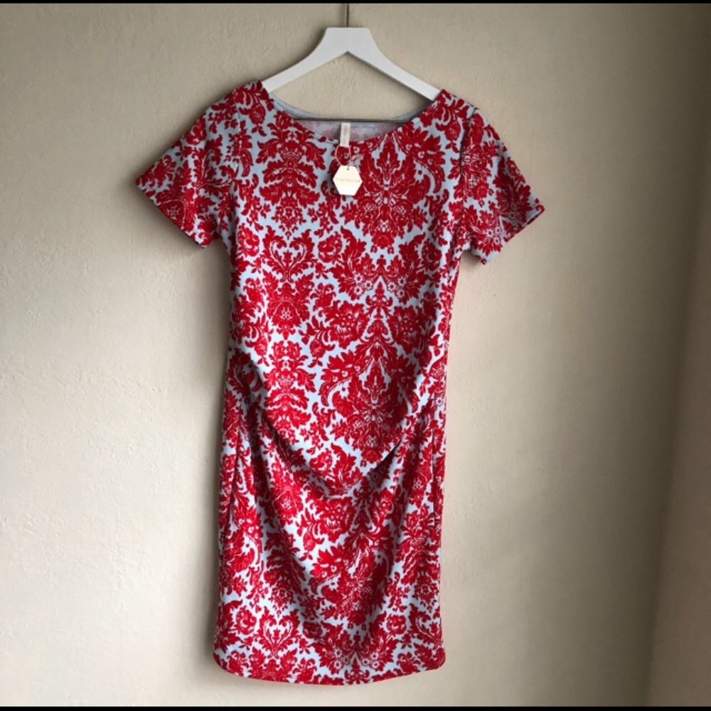 PinkBlush Red/Aqua Maternity Dress